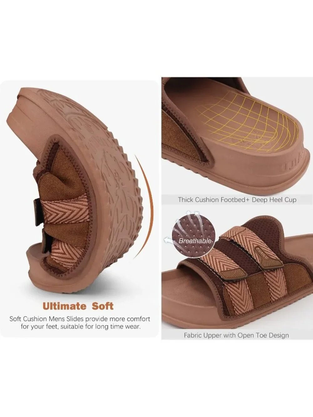 Men Dark Brown Orthotic Arch Support Fabric Ultra Soft Comfort Fit Slipper Shoes